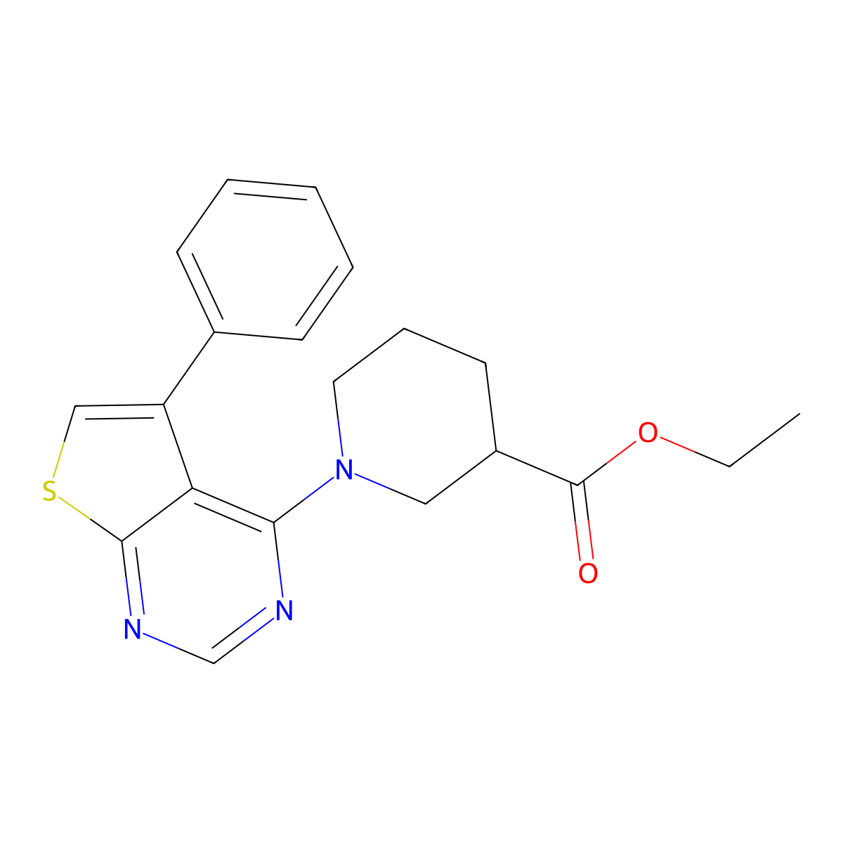 Ethyl 1-(5-phenylthieno[2,3-d]pyrimidin-4-yl)piperidine-3-carboxylate molecular structure, CAS 423144-20-1