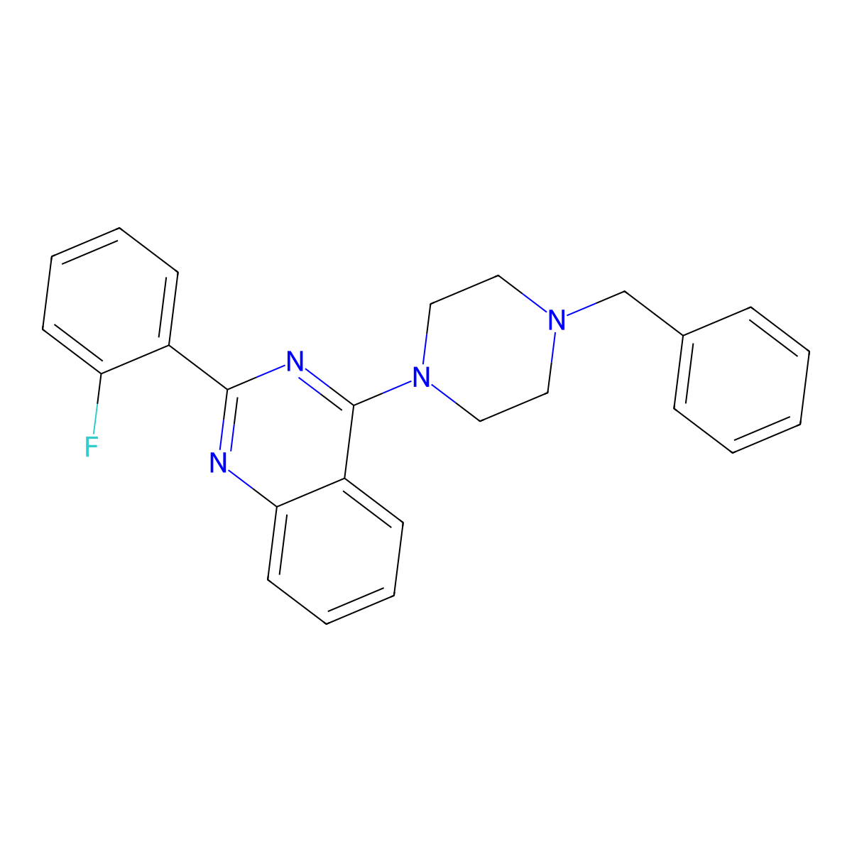 4-(4-Benzylpiperazin-1-yl)-2-(2-fluorophenyl)quinazoline molecular structure, CAS 423144-44-9