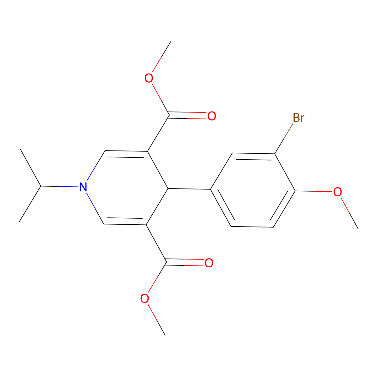 Dimethyl 4-(3-bromo-4-methoxyphenyl)-1-(propan-2-yl)-1,4-dihydropyridine-3,5-dicarboxylate molecular structure, CAS 423144-69-8