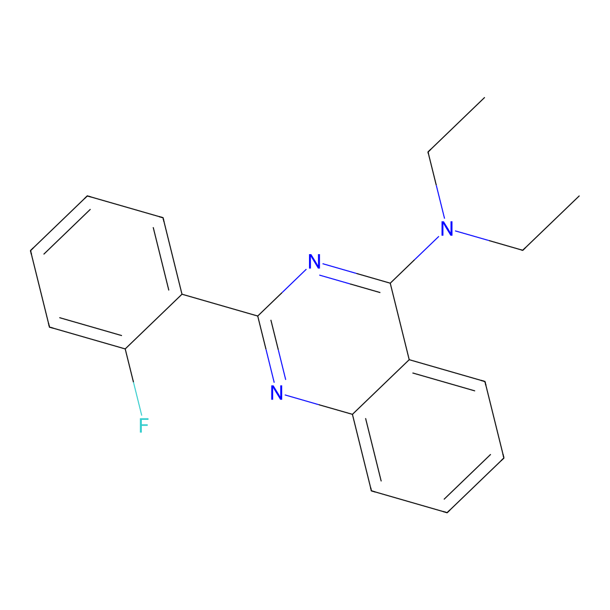 N,N-diethyl-2-(2-fluorophenyl)quinazolin-4-amine molecular structure, CAS 423144-72-3