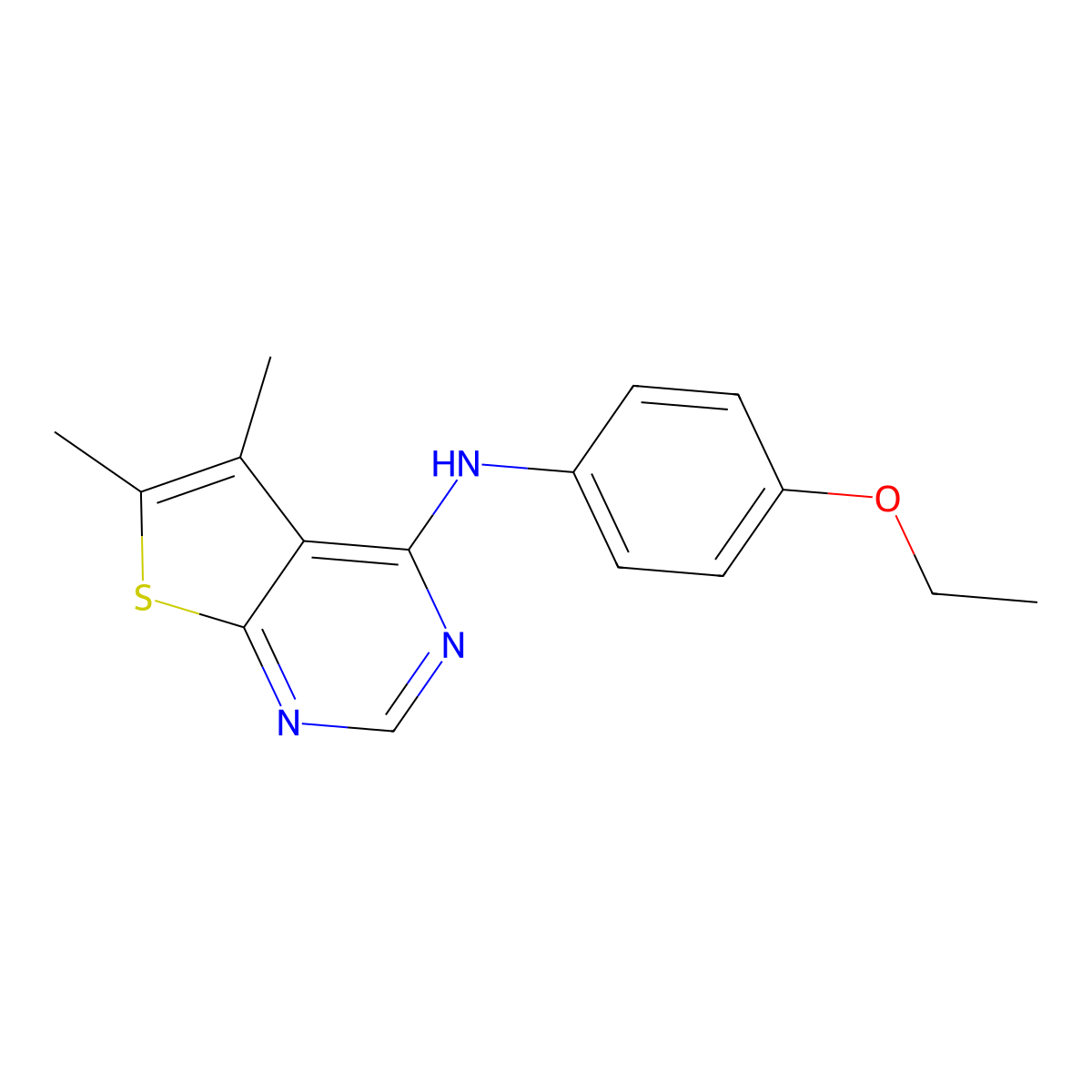 N-(4-ethoxyphenyl)-5,6-dimethylthieno[2,3-d]pyrimidin-4-amine molecular structure, CAS 423145-24-8