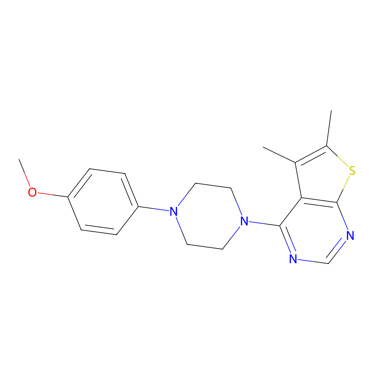 4-[4-(4-Methoxyphenyl)piperazin-1-yl]-5,6-dimethylthieno[2,3-d]pyrimidine molecular structure, CAS 423145-30-6