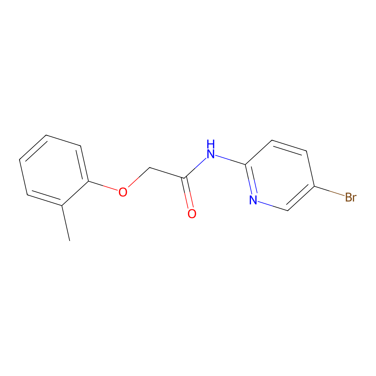 N-(5-bromopyridin-2-yl)-2-(2-methylphenoxy)acetamide molecular structure, CAS 423145-54-4