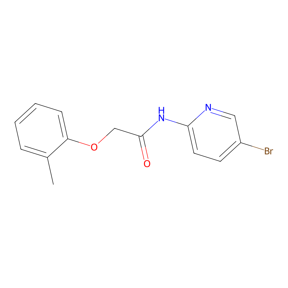 N-(5-bromopyridin-2-yl)-2-(2-methylphenoxy)acetamide molecular structure, CAS 423145-54-4