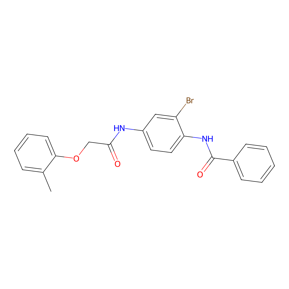N-[2-bromo-4-[[2-(2-methylphenoxy)acetyl]amino]phenyl]benzamide molecular structure, CAS 423147-33-5