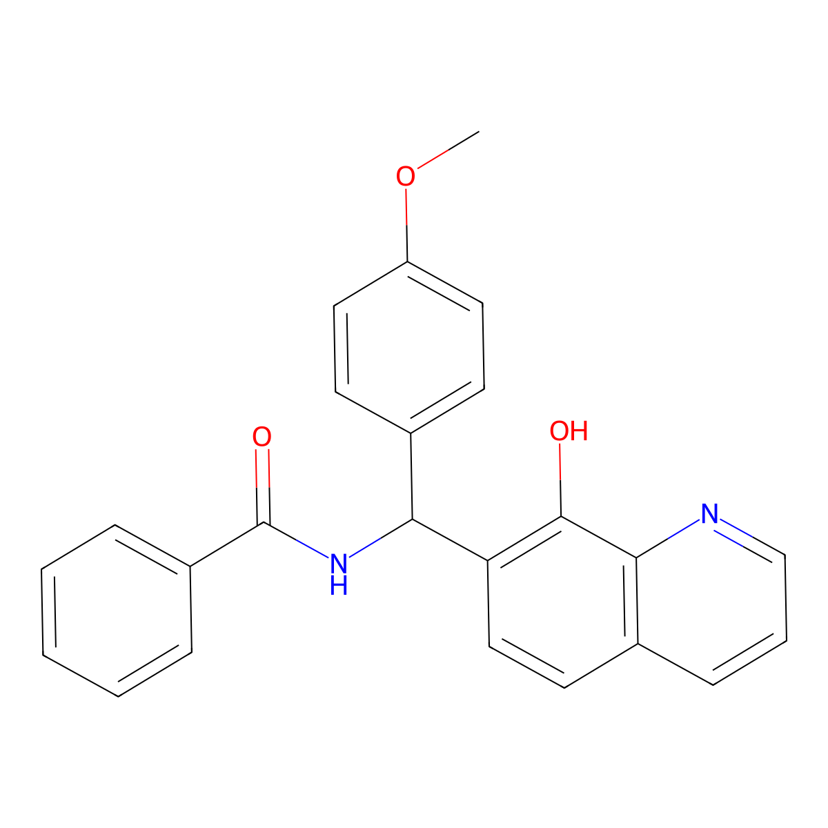 Benzamide, N-[(8-hydroxy-7-quinolinyl)(4-methoxyphenyl)methyl]- molecular structure, CAS 423148-23-6
