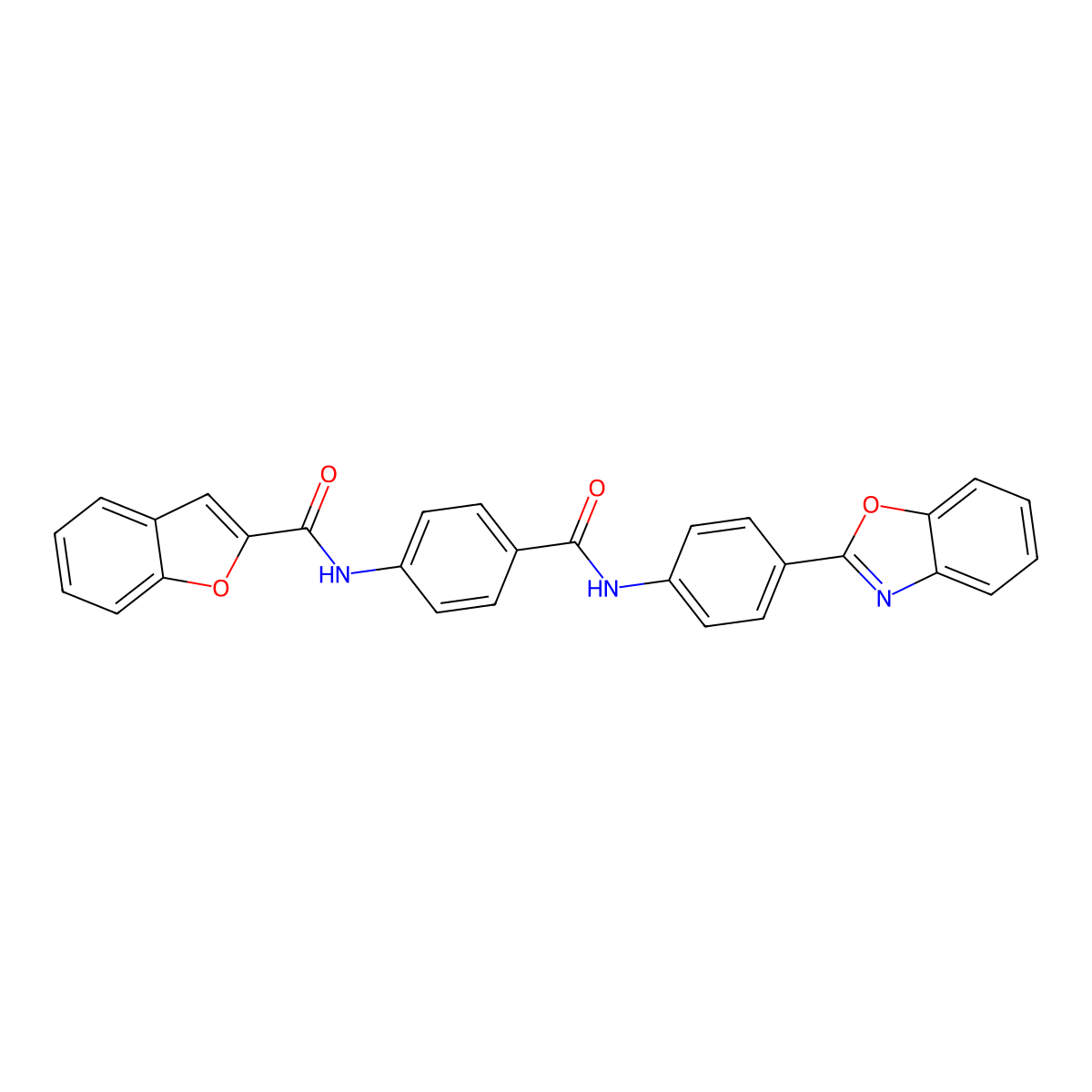 N-[4-[[4-(1,3-benzoxazol-2-yl)phenyl]carbamoyl]phenyl]-1-benzofuran-2-carboxamide molecular structure, CAS 423148-46-3