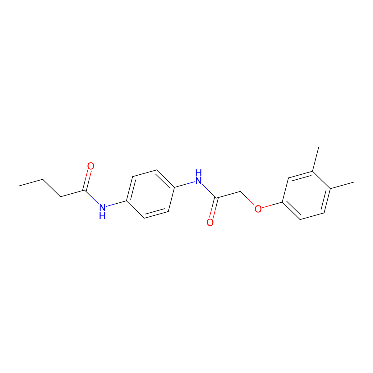 N-[4-[[2-(3,4-dimethylphenoxy)acetyl]amino]phenyl]butanamide molecular structure, CAS 423148-66-7