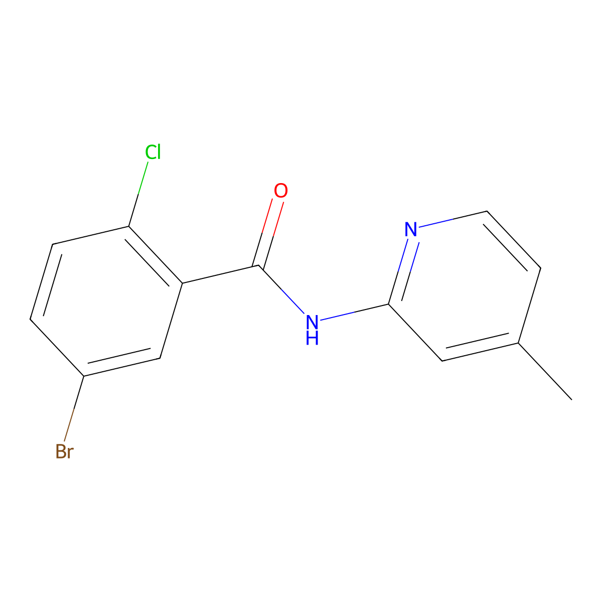 5-bromo-2-chloro-N-(4-methylpyridin-2-yl)benzamide molecular structure, CAS 423149-42-2