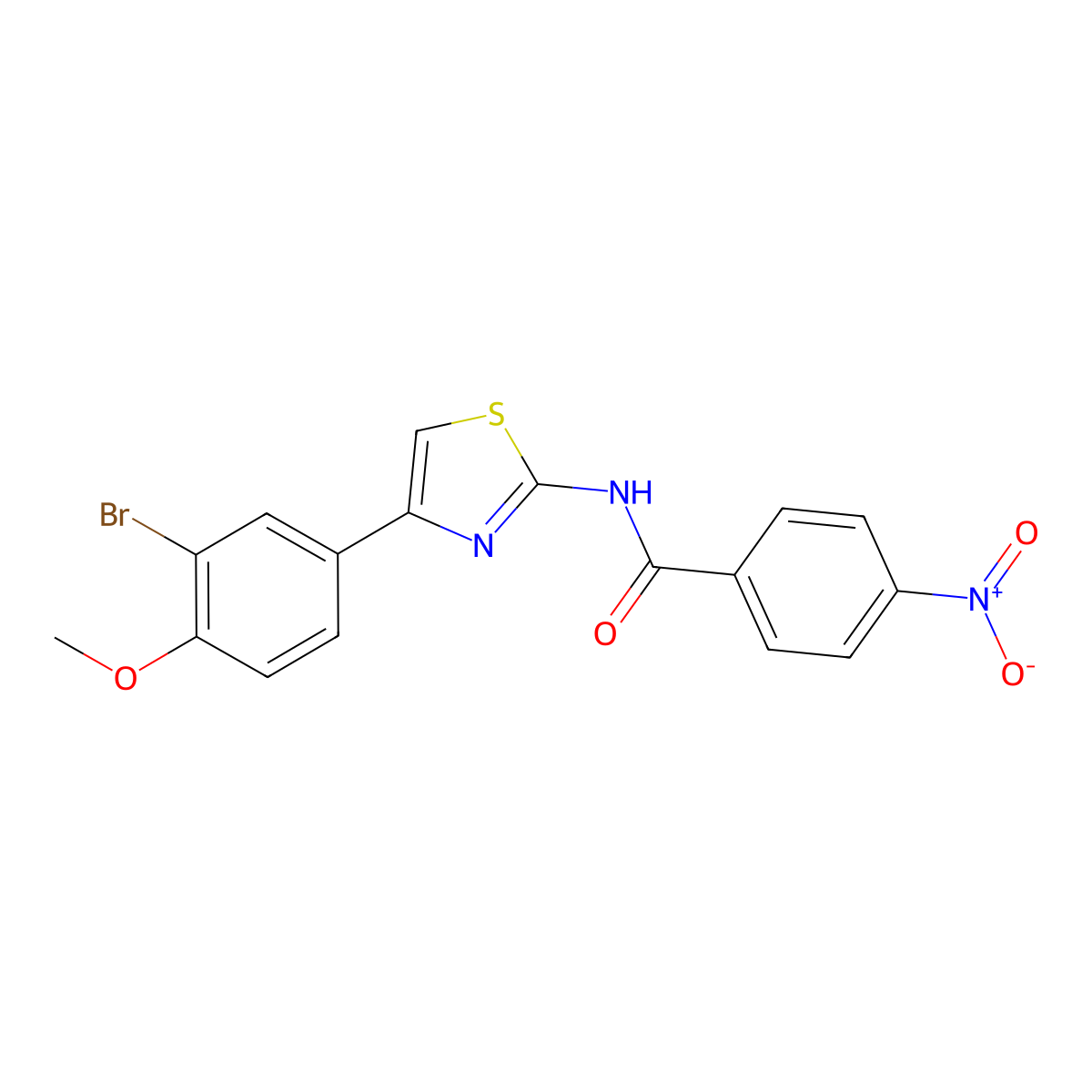 N-[4-(3-bromo-4-methoxyphenyl)-1,3-thiazol-2-yl]-4-nitrobenzamide molecular structure, CAS 423149-48-8