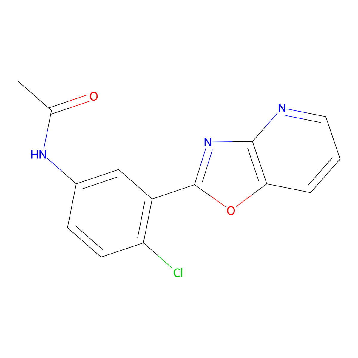 N-[4-chloro-3-([1,3]oxazolo[4,5-b]pyridin-2-yl)phenyl]acetamide molecular structure, CAS 423149-57-9