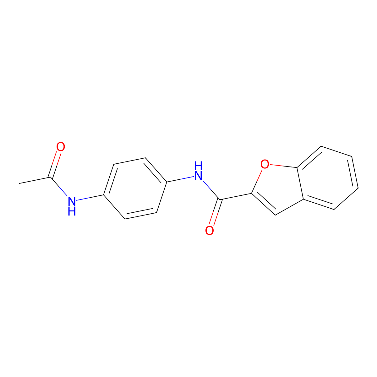 N-(4-acetamidophenyl)-1-benzofuran-2-carboxamide molecular structure, CAS 423149-69-3