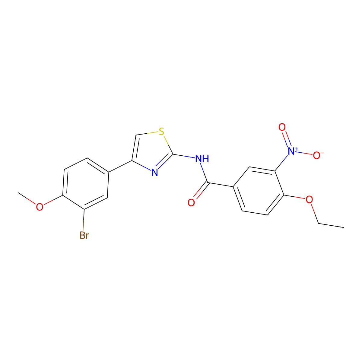 N-[4-(3-bromo-4-methoxyphenyl)-1,3-thiazol-2-yl]-4-ethoxy-3-nitrobenzamide molecular structure, CAS 423150-13-4
