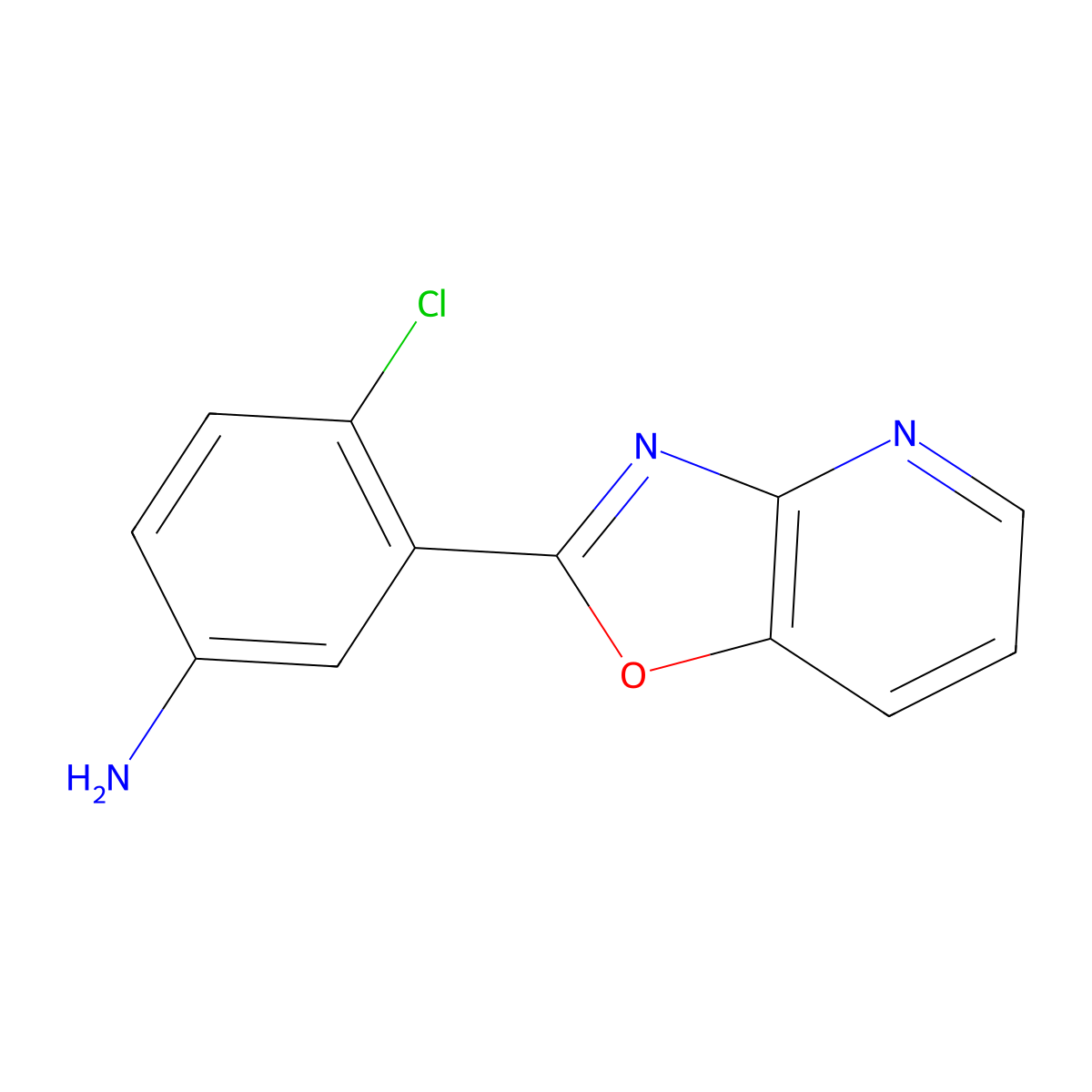 4-Chloro-3-(oxazolo[4,5-b]pyridin-2-yl)aniline molecular structure, CAS 423150-56-5