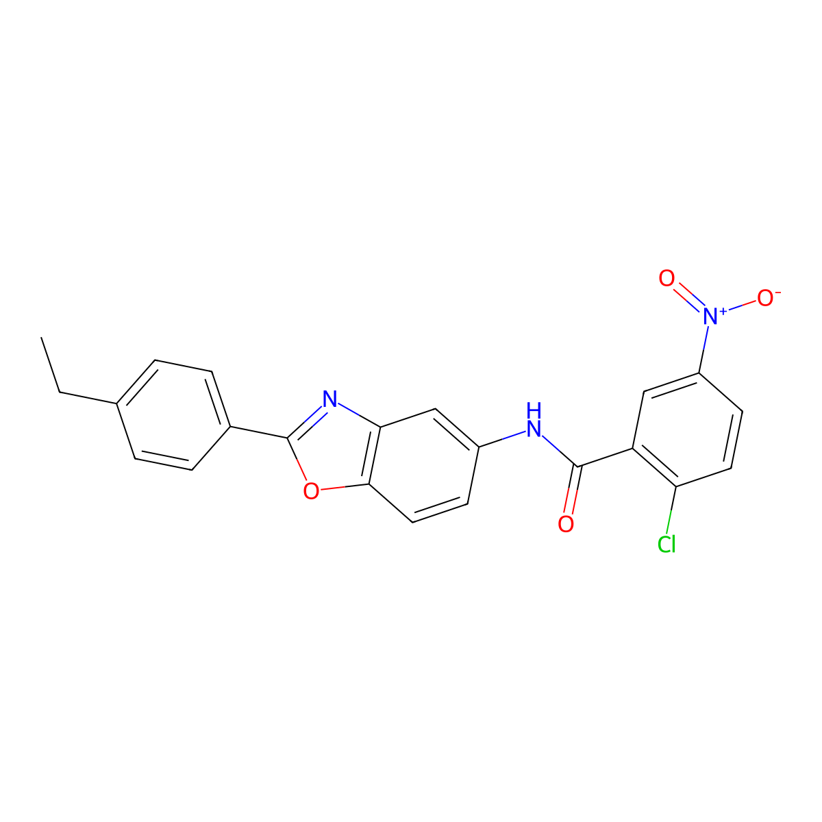 2-chloro-N-[2-(4-ethylphenyl)-1,3-benzoxazol-5-yl]-5-nitrobenzamide molecular structure, CAS 423150-91-8