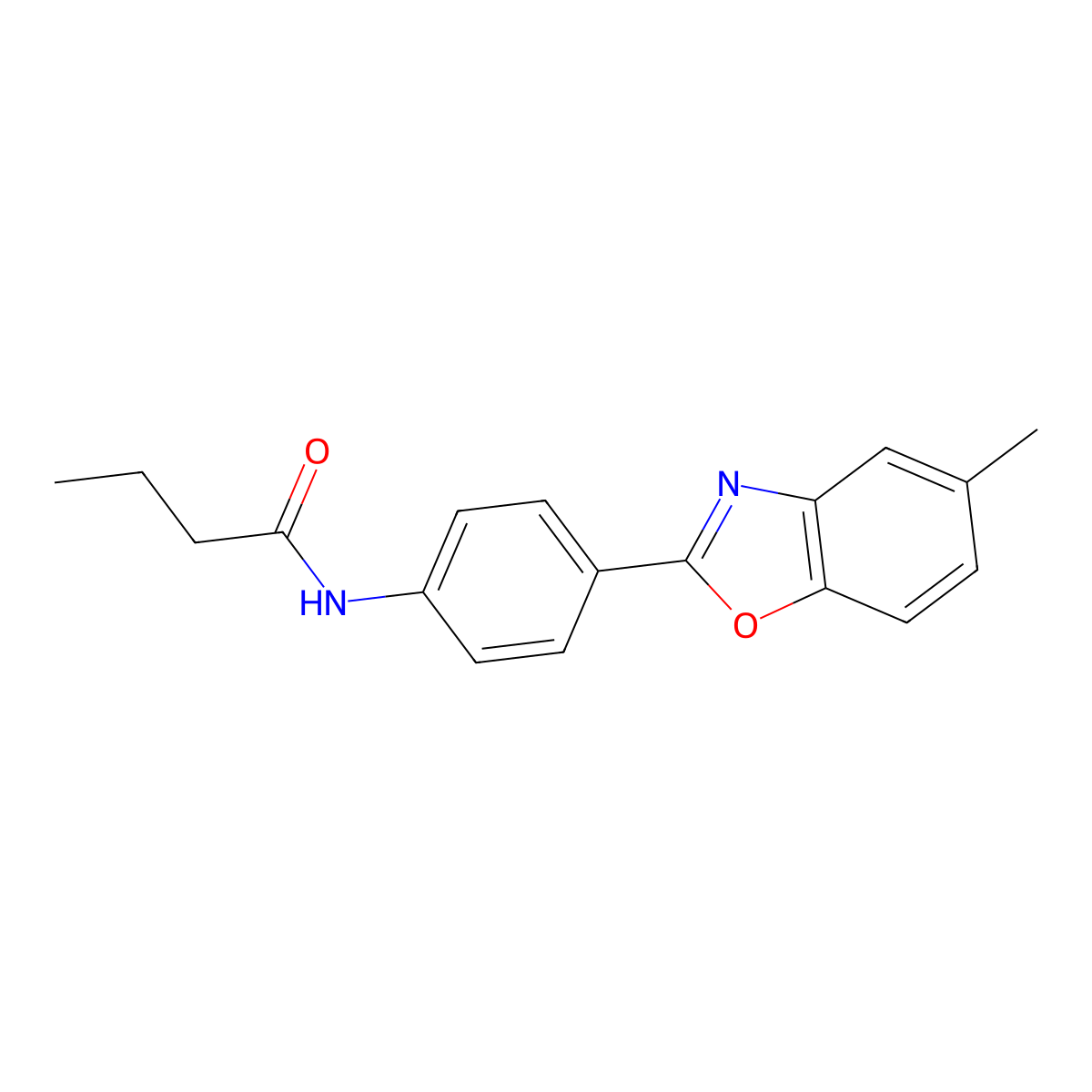 N-[4-(5-methyl-1,3-benzoxazol-2-yl)phenyl]butanamide molecular structure, CAS 423151-13-7