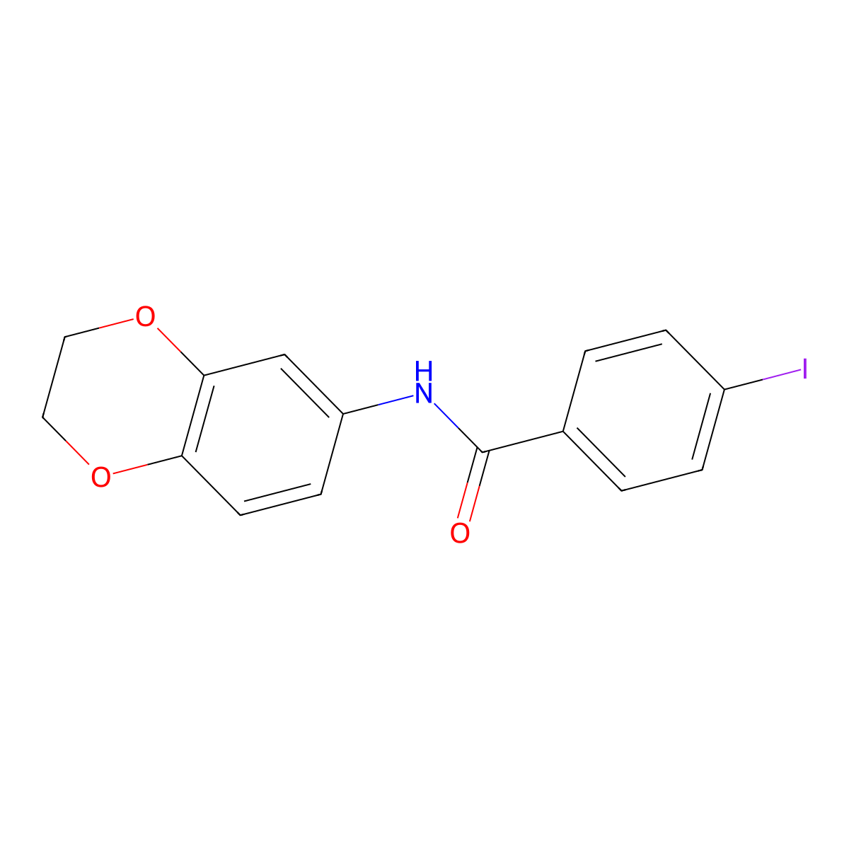 N-(2,3-dihydro-1,4-benzodioxin-6-yl)-4-iodobenzamide molecular structure, CAS 423151-38-6