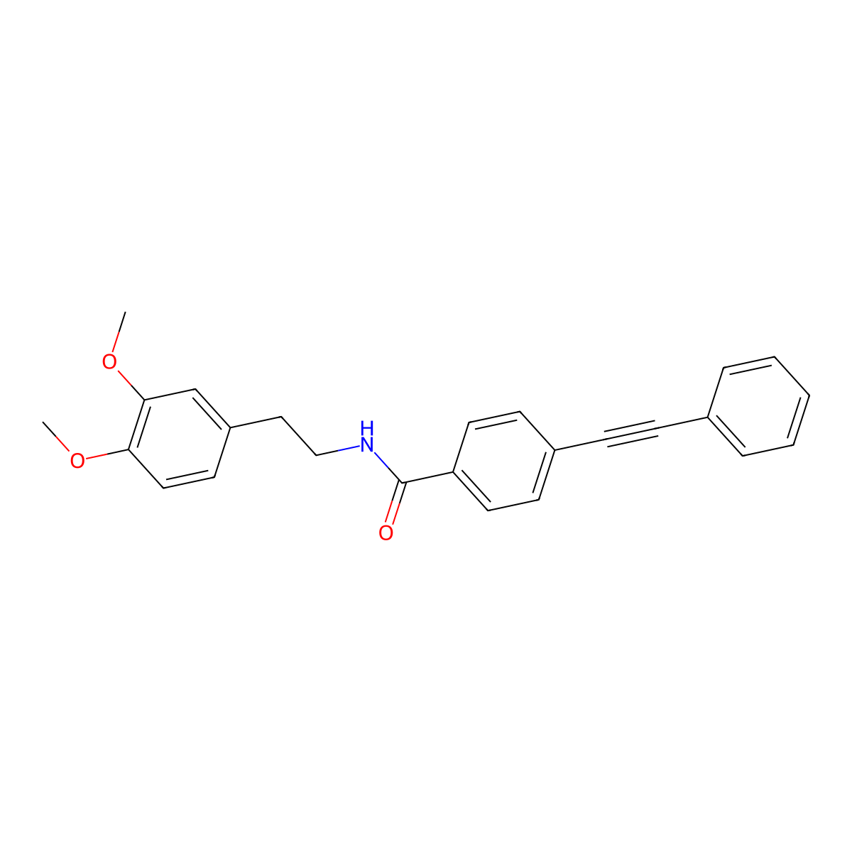 N-[2-(3,4-dimethoxyphenyl)ethyl]-4-(phenylethynyl)benzamide molecular structure, CAS 423151-60-4