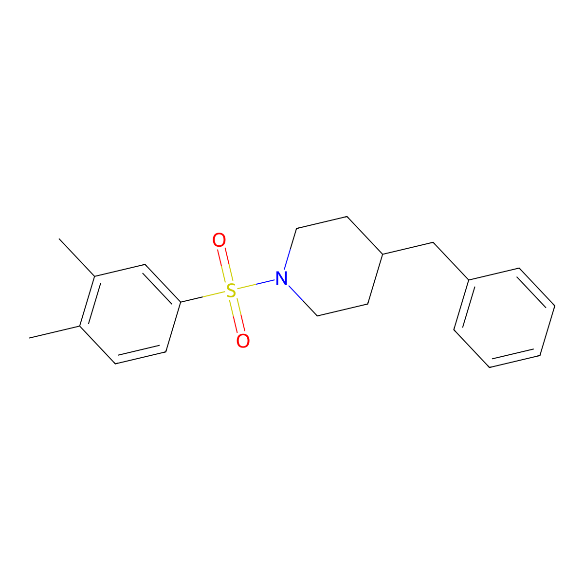 4-Benzyl-1-(3,4-dimethylbenzenesulfonyl)piperidine molecular structure, CAS 423151-68-2