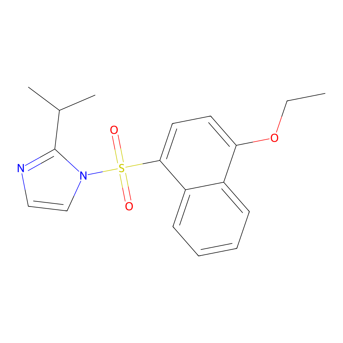 1-((4-ethoxynaphthalen-1-yl)sulfonyl)-2-isopropyl-1H-imidazole molecular structure, CAS 423151-71-7