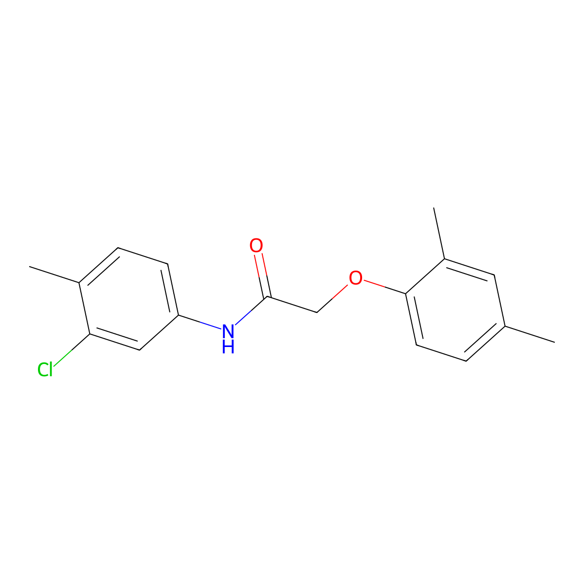 N-(3-chloro-4-methylphenyl)-2-(2,4-dimethylphenoxy)acetamide molecular structure, CAS 423151-78-4