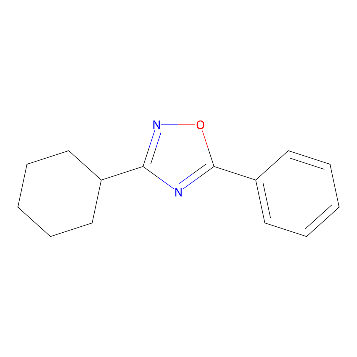 3-Cyclohexyl-5-phenyl-1,2,4-oxadiazole molecular structure, CAS 423151-87-5