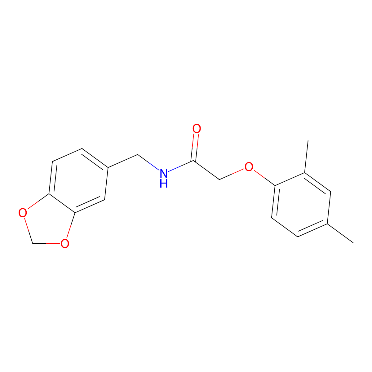 N-(1,3-benzodioxol-5-ylmethyl)-2-(2,4-dimethylphenoxy)acetamide molecular structure, CAS 423151-89-7