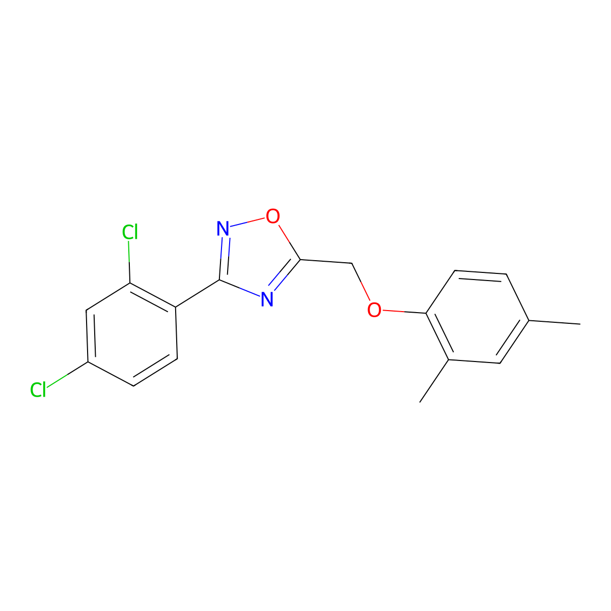 3-(2,4-Dichlorophenyl)-5-[(2,4-dimethylphenoxy)methyl]-1,2,4-oxadiazole molecular structure, CAS 423151-92-2