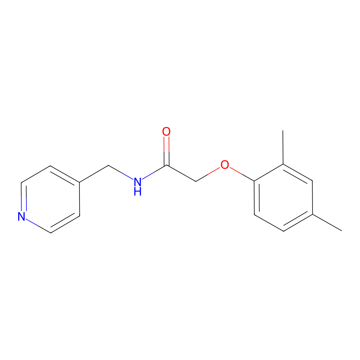 2-(2,4-dimethylphenoxy)-N-(pyridin-4-ylmethyl)acetamide molecular structure, CAS 423152-04-9