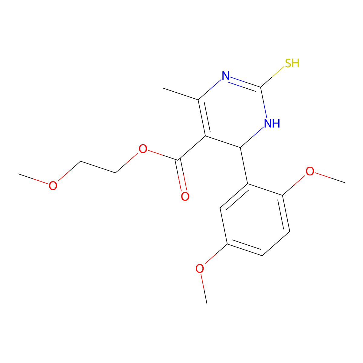 2-Methoxyethyl 4-(2,5-dimethoxyphenyl)-6-methyl-2-thioxo-1,2,3,4-tetrahydropyrimidine-5-carboxylate molecular structure, CAS 423152-83-4