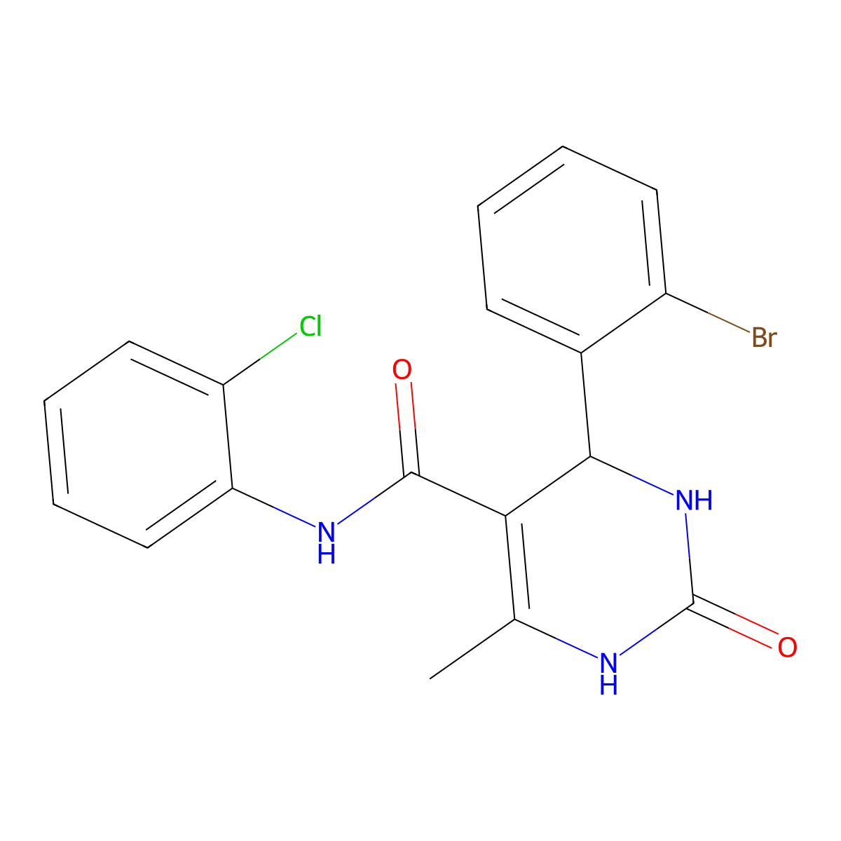 4-(2-bromophenyl)-N-(2-chlorophenyl)-6-methyl-2-oxo-1,2,3,4-tetrahydropyrimidine-5-carboxamide molecular structure, CAS 423153-14-4
