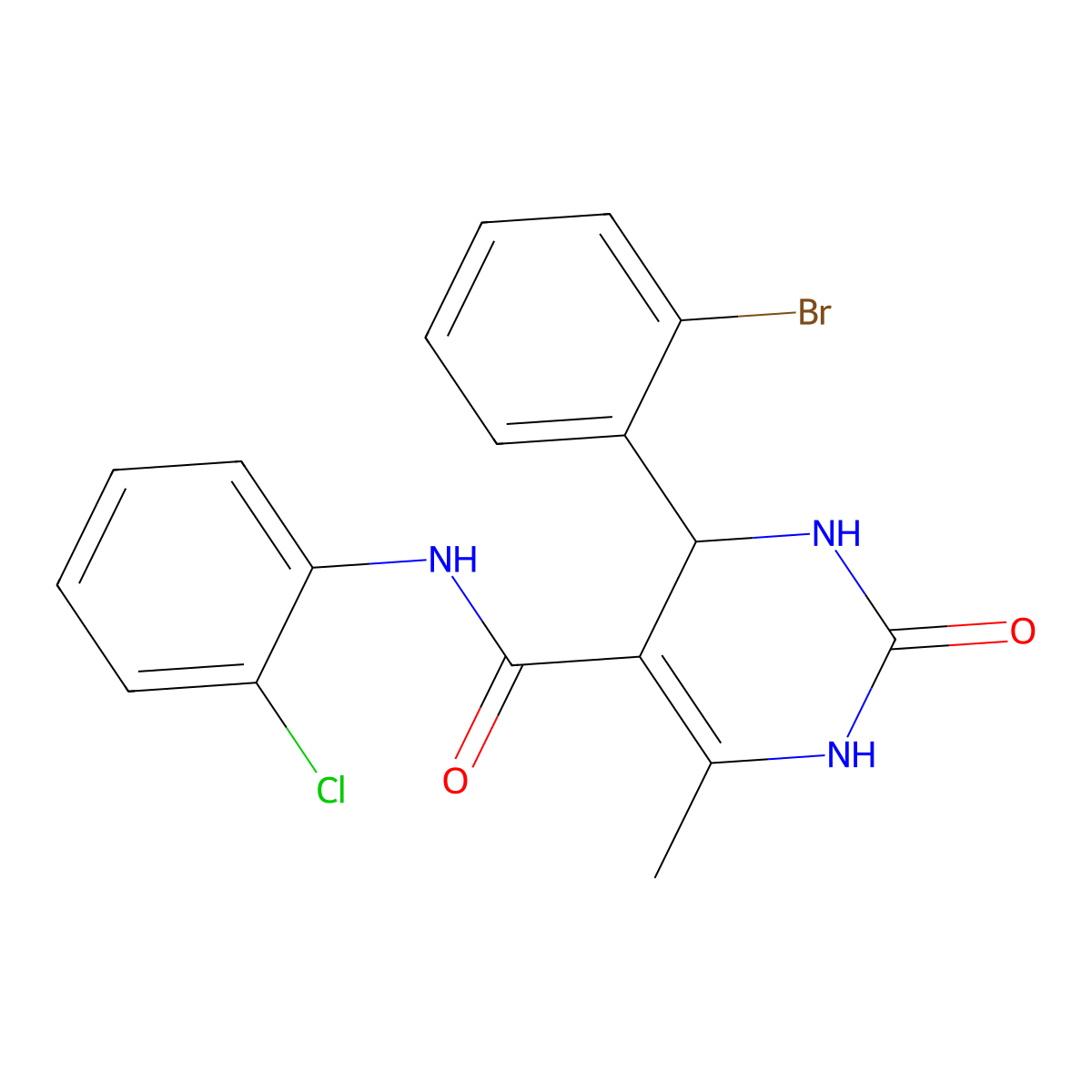 4-(2-bromophenyl)-N-(2-chlorophenyl)-6-methyl-2-oxo-1,2,3,4-tetrahydropyrimidine-5-carboxamide molecular structure, CAS 423153-14-4