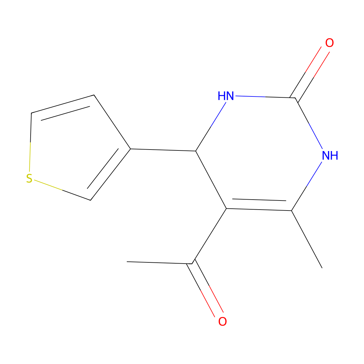 5-Acetyl-6-methyl-4-(thiophen-3-yl)-3,4-dihydropyrimidin-2(1H)-one molecular structure, CAS 423153-18-8