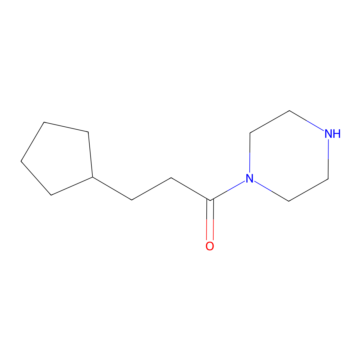 3-Cyclopentyl-1-(piperazin-1-yl)propan-1-one molecular structure, CAS 423153-33-7