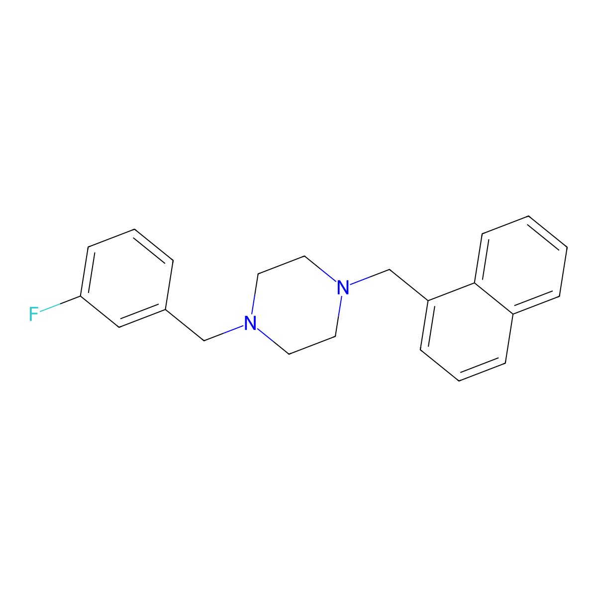 1-[(3-Fluorophenyl)methyl]-4-(naphthalen-1-ylmethyl)piperazine molecular structure, CAS 423153-38-2
