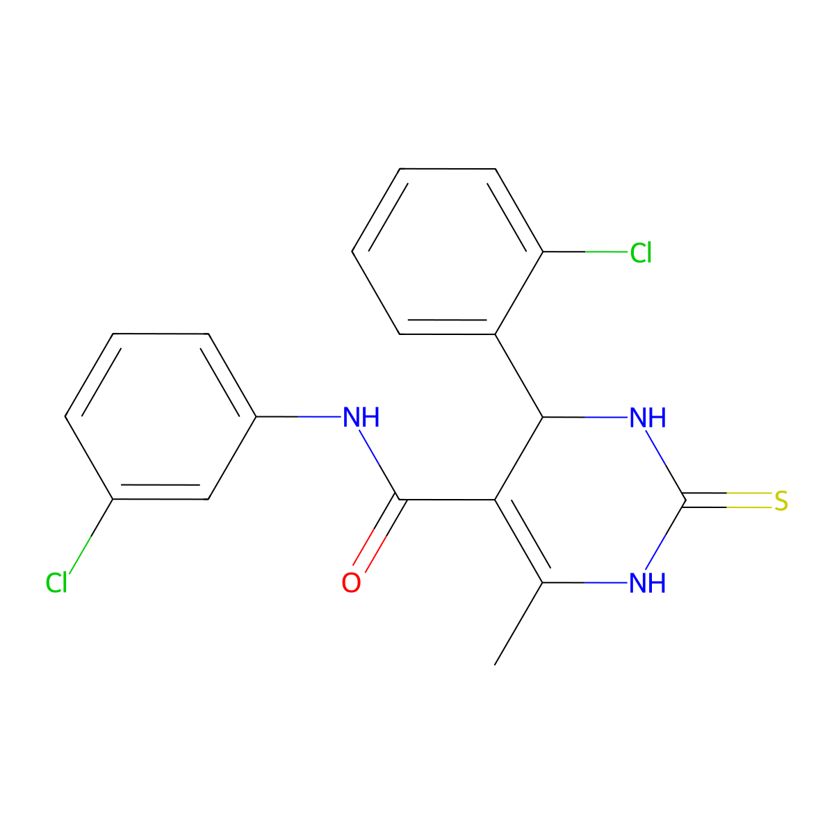4-(2-chlorophenyl)-N-(3-chlorophenyl)-6-methyl-2-thioxo-1,2,3,4-tetrahydropyrimidine-5-carboxamide molecular structure, CAS 423153-74-6
