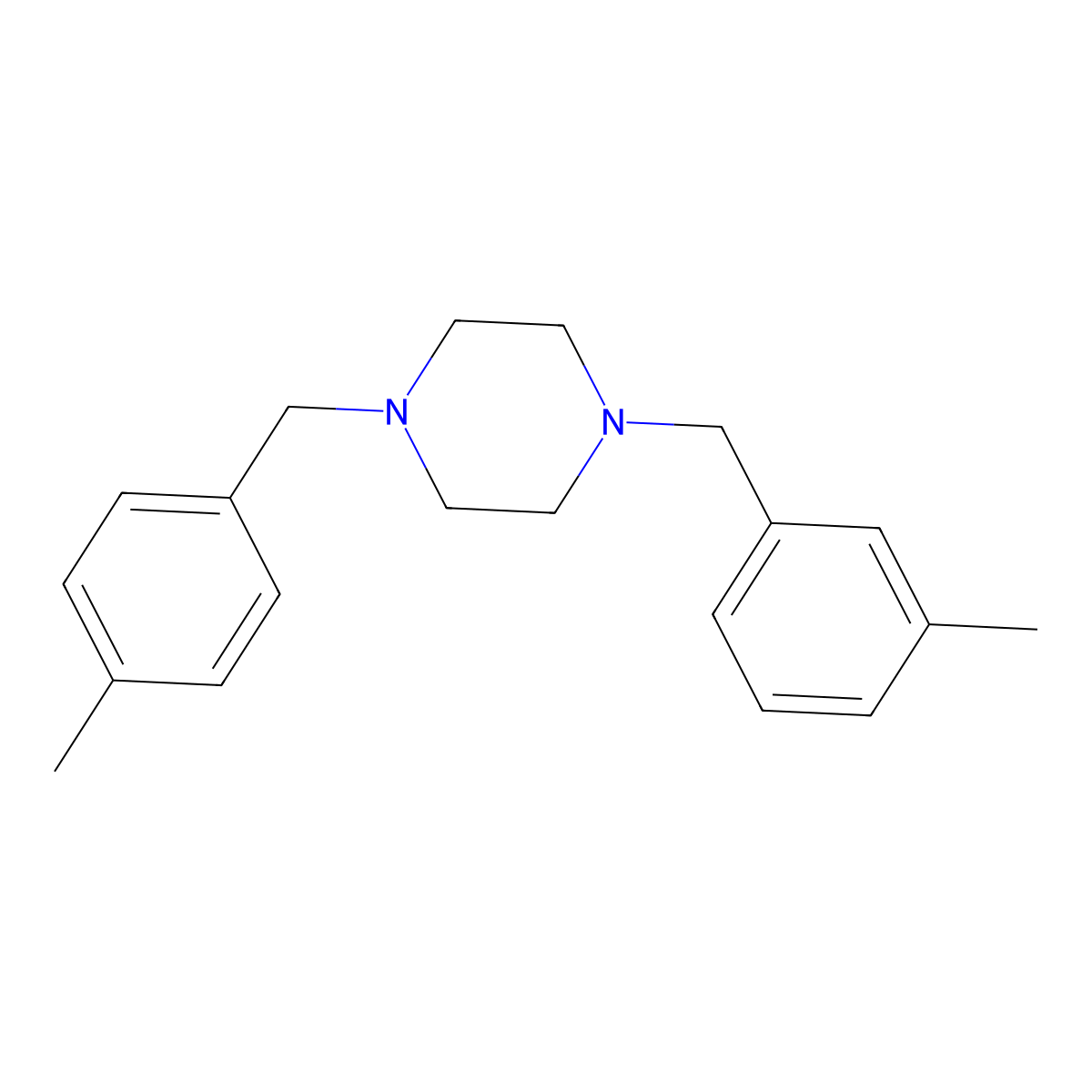 1-[(3-Methylphenyl)methyl]-4-[(4-methylphenyl)methyl]piperazine molecular structure, CAS 423153-86-0