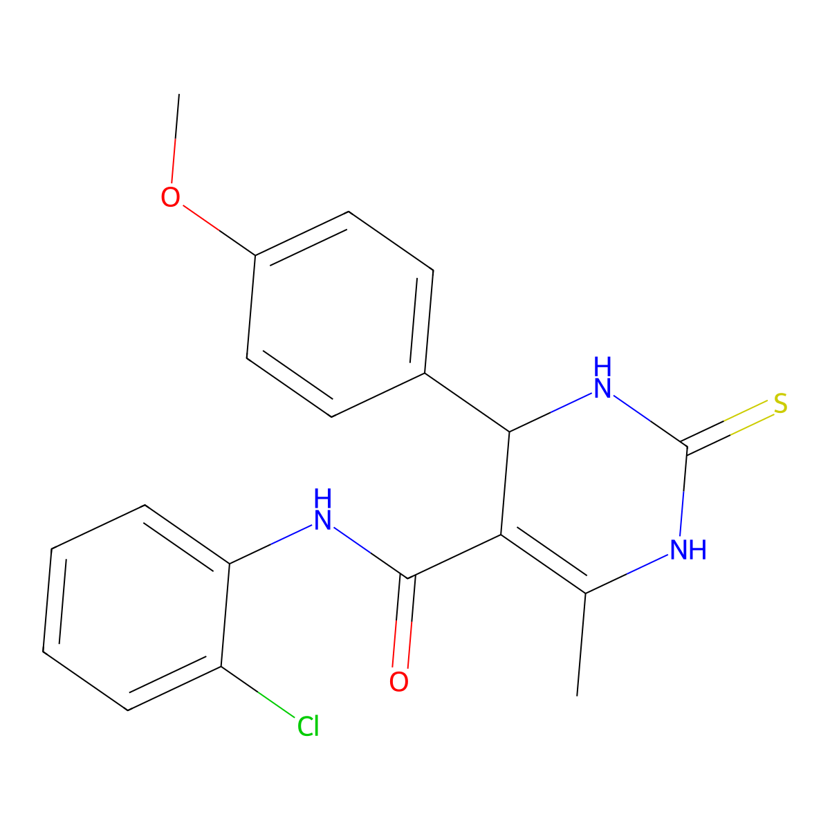 N-(2-chlorophenyl)-4-(4-methoxyphenyl)-6-methyl-2-thioxo-1,2,3,4-tetrahydropyrimidine-5-carboxamide molecular structure, CAS 423153-89-3