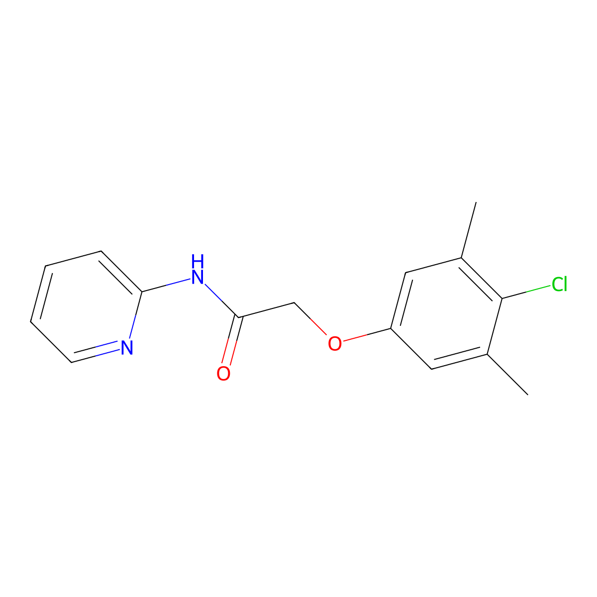 2-(4-chloro-3,5-dimethylphenoxy)-N-pyridin-2-ylacetamide molecular structure, CAS 423153-95-1