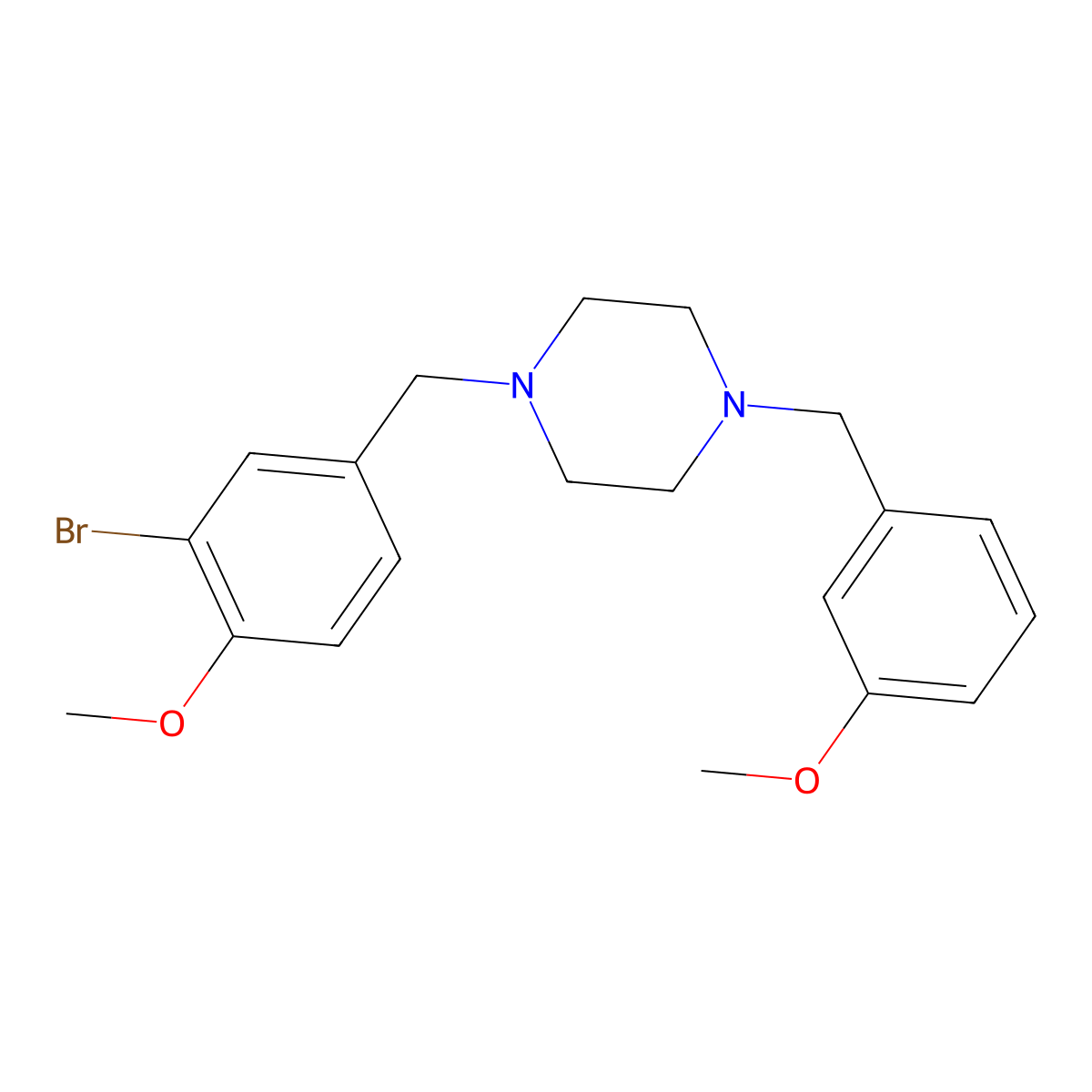 1-(3-Bromo-4-methoxybenzyl)-4-(3-methoxybenzyl)piperazine molecular structure, CAS 423154-00-1
