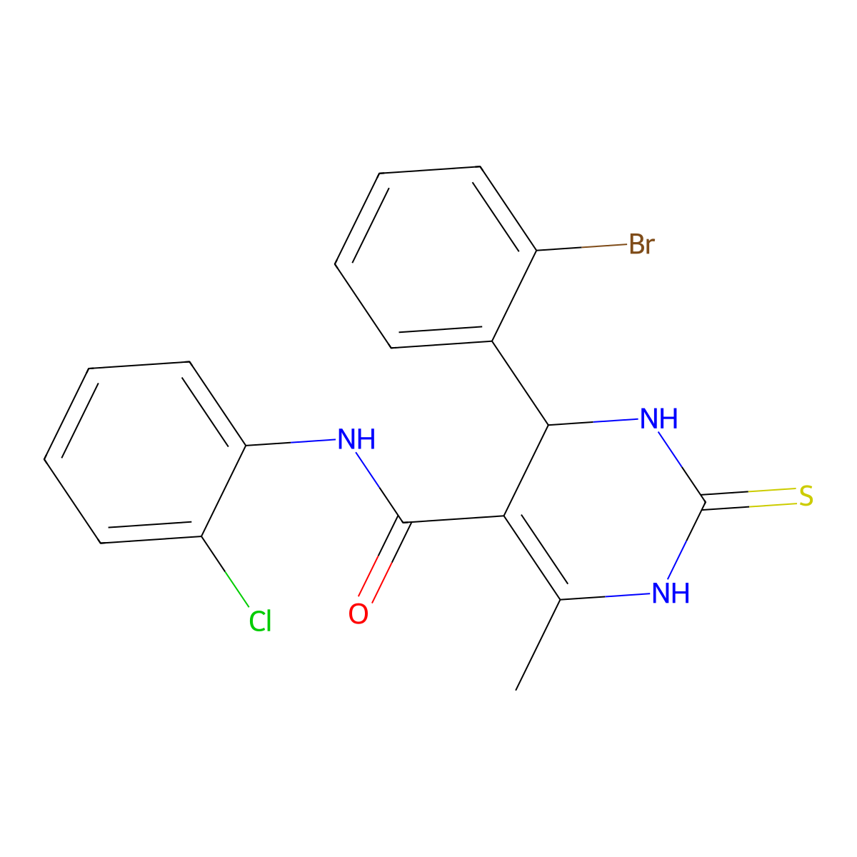 4-(2-bromophenyl)-N-(2-chlorophenyl)-6-methyl-2-thioxo-1,2,3,4-tetrahydropyrimidine-5-carboxamide molecular structure, CAS 423154-24-9