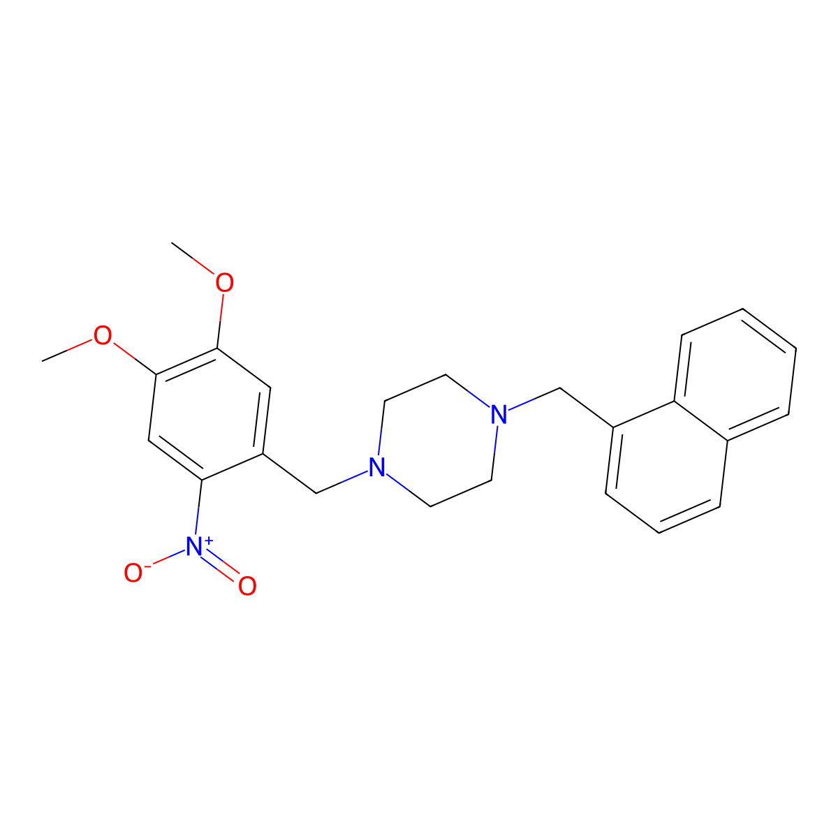 1-[(4,5-Dimethoxy-2-nitrophenyl)methyl]-4-(naphthalen-1-ylmethyl)piperazine molecular structure, CAS 423154-62-5