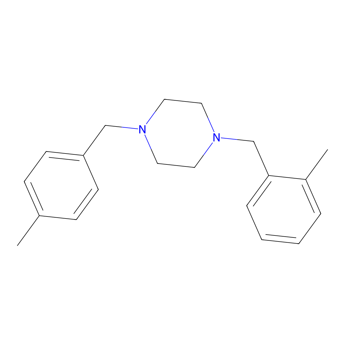 1-[(2-Methylphenyl)methyl]-4-[(4-methylphenyl)methyl]piperazine molecular structure, CAS 423154-65-8