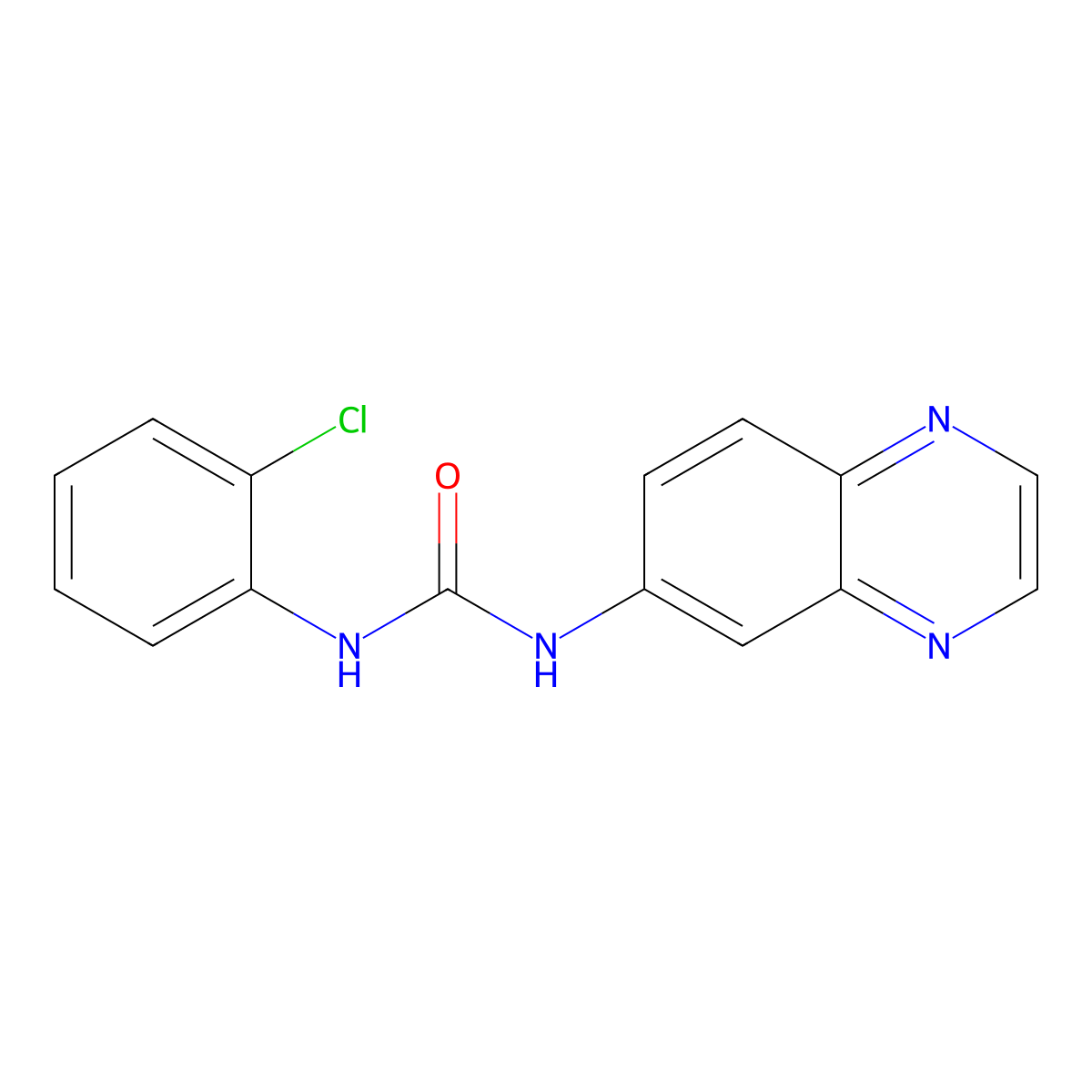 N-(2-chlorophenyl)-N'-(6-quinoxalinyl)urea molecular structure, CAS 423154-67-0