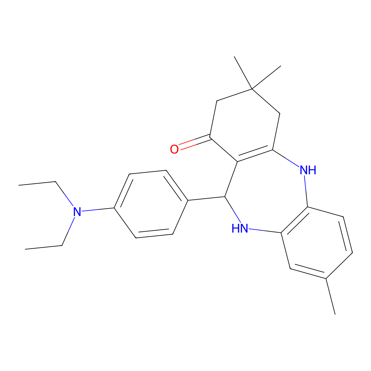 6-[4-(diethylamino)phenyl]-3,9,9-trimethyl-6,8,10,11-tetrahydro-5H-benzo[b][1,4]benzodiazepin-7-one molecular structure, CAS 423154-90-9