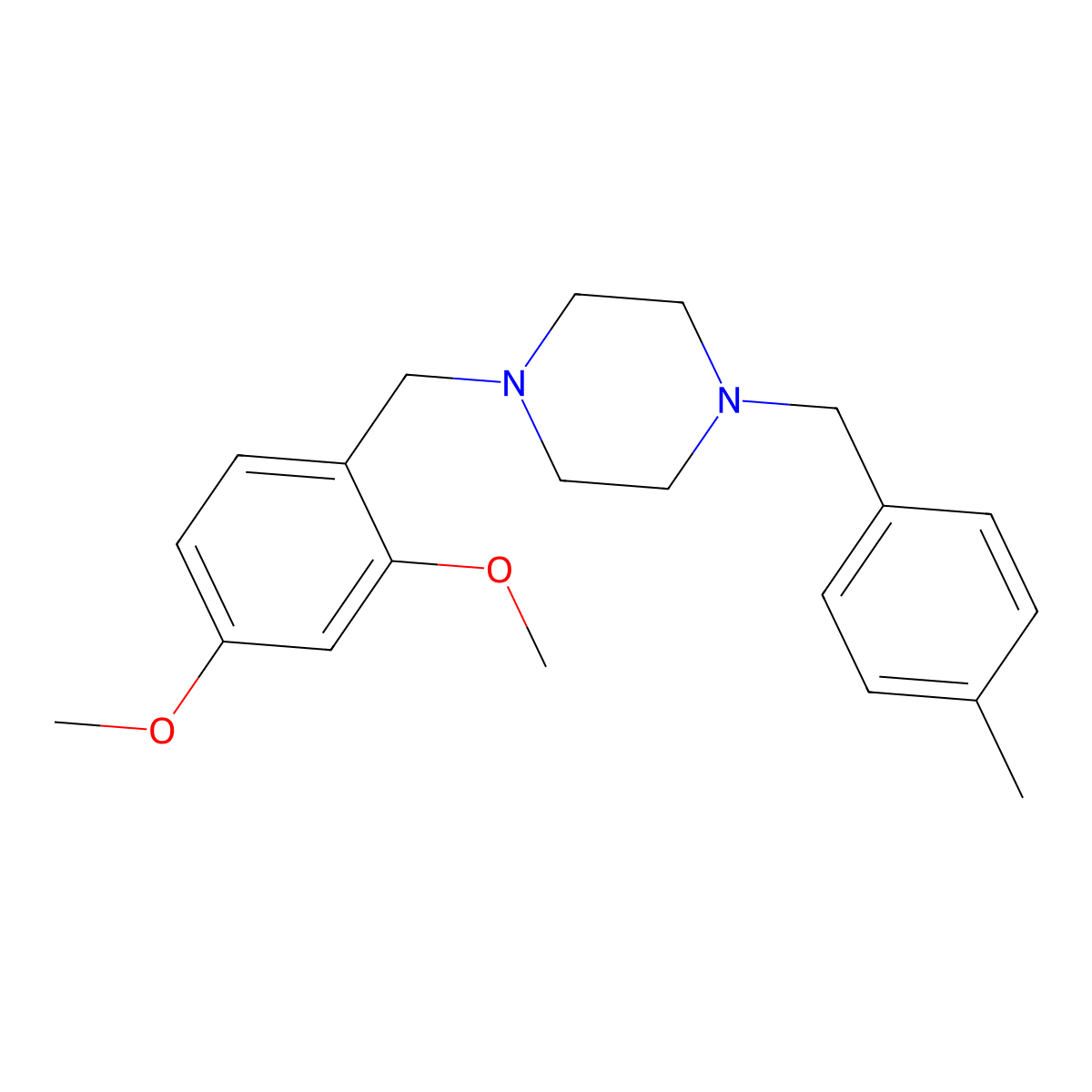1-(2,4-Dimethoxybenzyl)-4-(4-methylbenzyl)piperazine molecular structure, CAS 423154-91-0