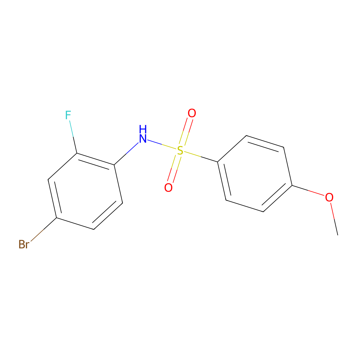 N-(4-bromo-2-fluorophenyl)-4-methoxybenzenesulfonamide molecular structure, CAS 423154-99-8