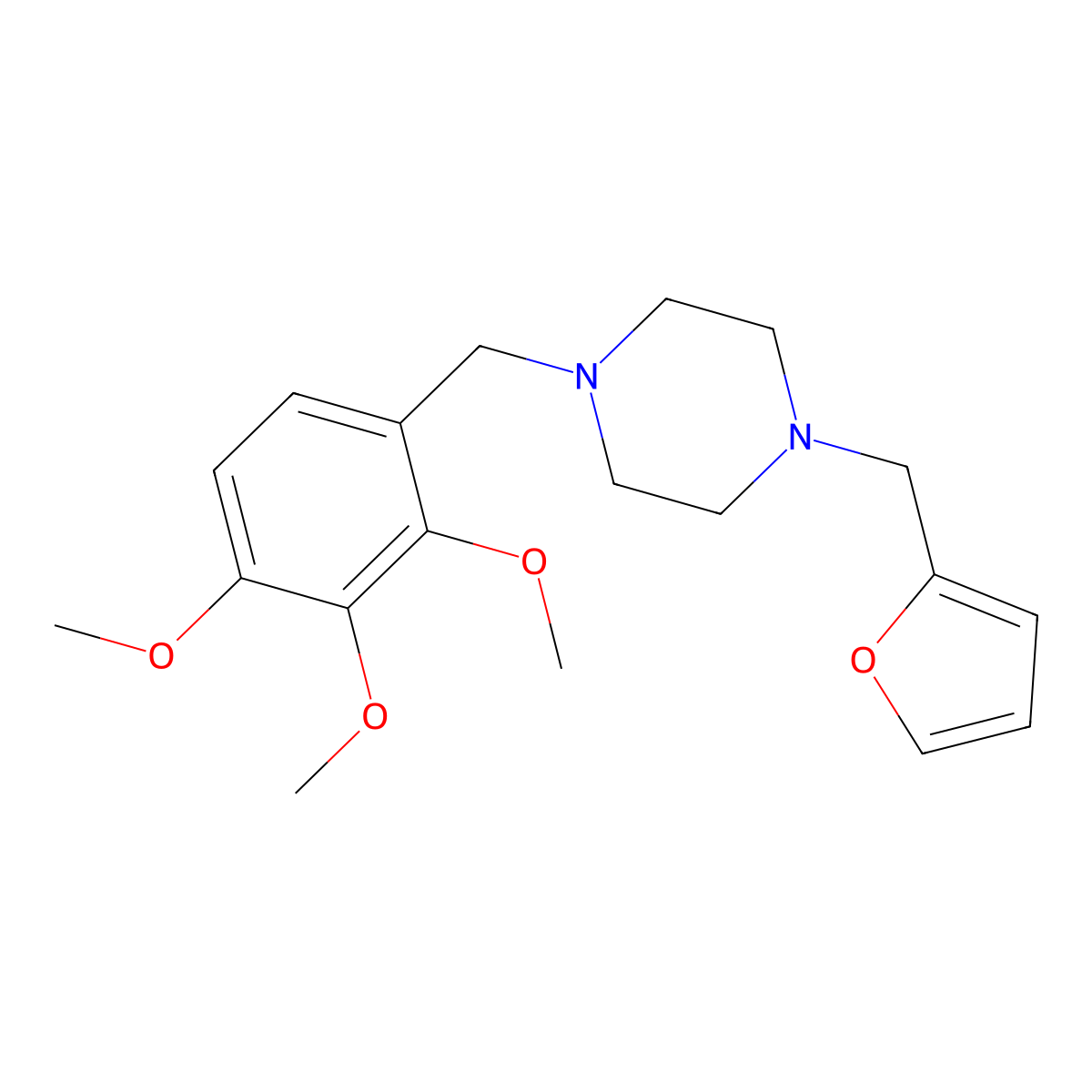 1-(2-Furylmethyl)-4-(2,3,4-trimethoxybenzyl)piperazine molecular structure, CAS 423155-05-9