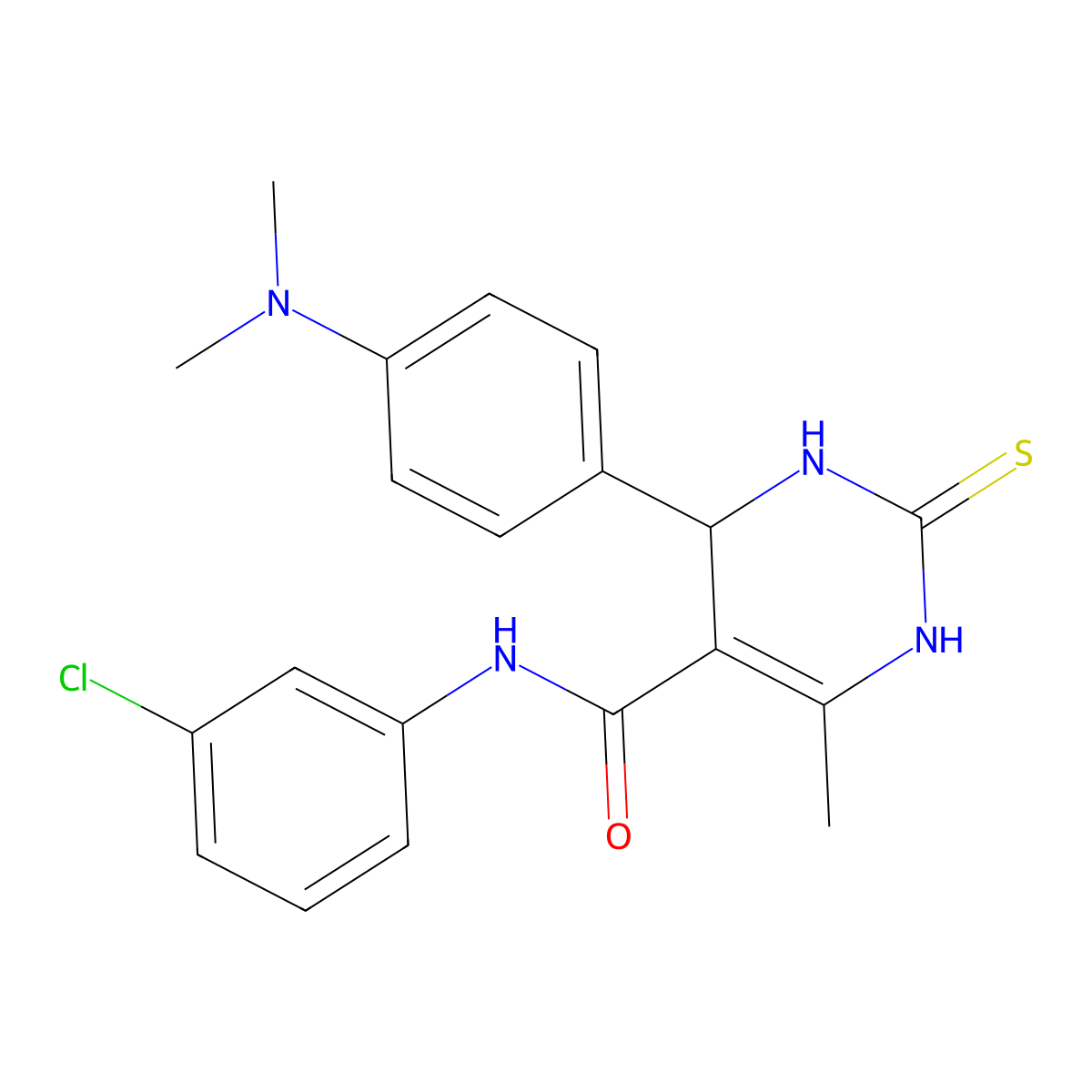 N-(3-chlorophenyl)-4-(4-(dimethylamino)phenyl)-6-methyl-2-thioxo-1,2,3,4-tetrahydropyrimidine-5-carboxamide molecular structure, CAS 423155-59-3