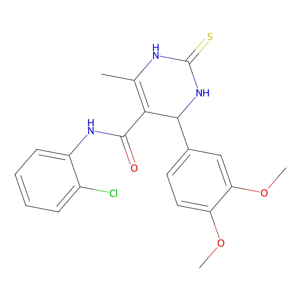 N-(2-chlorophenyl)-4-(3,4-dimethoxyphenyl)-6-methyl-2-sulfanylidene-3,4-dihydro-1H-pyrimidine-5-carboxamide molecular structure, CAS 423155-80-0